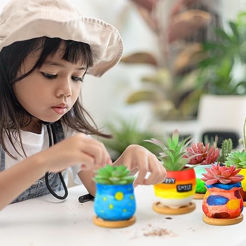 Remerry 12 Pcs 2.5 Inch Mini DIY Ceramic Succulent Pots with Bamboo Tray - Image 2