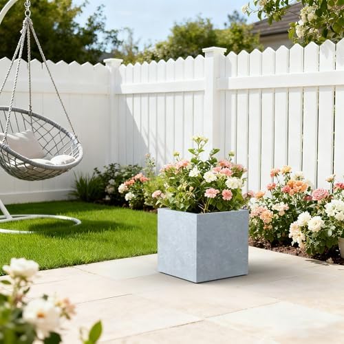 Kante 12" Square Concrete Planter, Blue Gray Modern Pot, Indoor Outdoor - Image 7