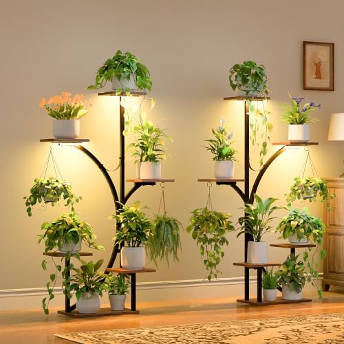 Plant Stand with Grow Lights for Indoor Plants, 47'' 2 Pack 6-Tier Corner by LATIBELL