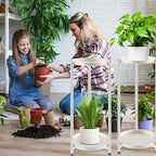2 Tier Plant Stand Indoor Tall, White Corner Tiered Round Plant Stand for Indoor Multiple Plants, Metal Flower Pot Stands Outdoor Holders Plant Shelf Display Rack for Balcony Living Room - Image 3