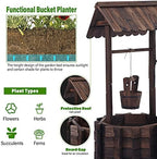 Notume Garden Wooden Decor Rustic Wishing Well Planter Outdoor Home Décor for Patio, Upgrade Wishing Well Garden, Yard Hanging Bucket Patio Lawn Backyard Home Decor - Image 3