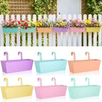 6 Pack Hanging Flower Pot Colorful Metal Iron Bucket Fence Hanging Planters with Detachable Hook Bucket Flower Holder for Railing Balcony Garden Yard Spring Decor (16.1 x 5.1 x 5.1 in,Square) by Romooa