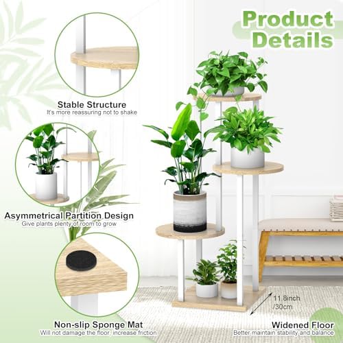 4 Tier Plant Stand Indoor Corner Tall Shelf for Multiple Plants - Image 3