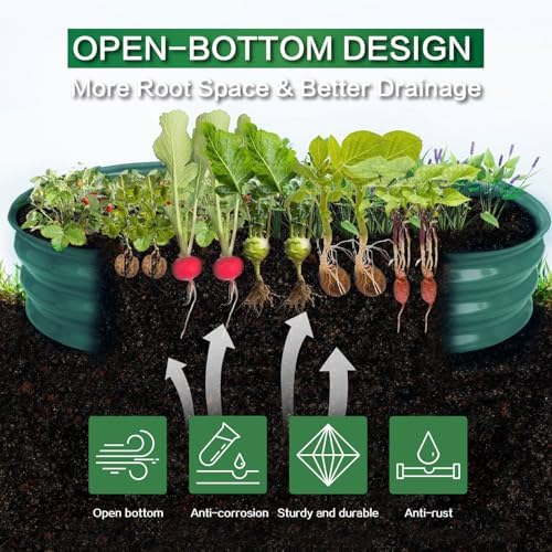 Gardmax Galvanized Raised Garden Bed, Lightweight Planter Boxes Outdoor with Easy Assembly, Large Garden Bed for Vegetables, Fruits, Flower Dark Green 8FT - Image 2