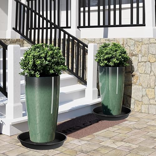 OVZILKI 3 Pack of Plant Saucer Tray 16 inch, Heavy Duty Plastic Pot Plant Drip Trays Saucers for Indoors Outdoor, Plant Water Tray for Planters 14 15" (16", Black) - Image 4