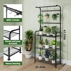 Ekisemio Plant Stands Outdoor with Hooks, Metal Tall Plant Shelves Indoor for Hanging Planter, Black - Image 6