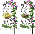 AMAGABELI 2 Pack Garden Trellis for Climbing Plants Outdoor Trellis 46" x 15" Climbing Rose Trellis Metal Trellis for Vines Flower Patio for Grape Cucumber Clematis Decorative Trellis Black by AMAGABELI+GARDEN+%26+HOME