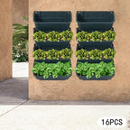Vertical Wall Planter with 16 Pots, Hanging Garden Plant Flowerpot Holder, Stackable Wall-Mounted Planter, Balcony Planters for Flowers Vegetables Fruits (Army Green, 16 Pots) - Image 6