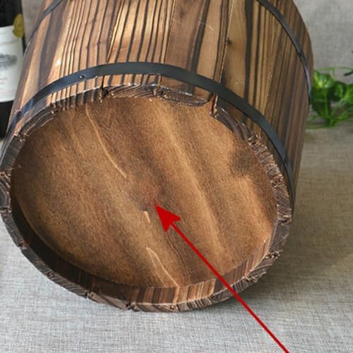 Healeved Wooden Round Barrel Flower Pot Planter with Breathable Bottom Hole for Home Office Garden Decor 7.08X5.9 Inches - Image 5