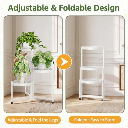 LASZOLA Plant Stand Indoor Outdoor with Large 10 Inch Plastic Tray, White - Image 5