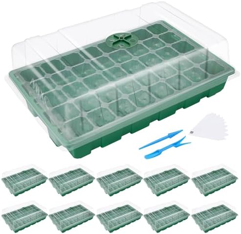 MIXC 10Pack Seed Starter Tray, 400Cell Mini Propagator Greenhouse Grow Kit by MIXC