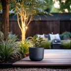 Kante Modern Home Minimalist 13.2" Dia Charcoal Concrete Capsule Planter - Image 5