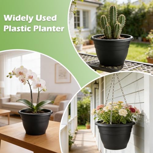 RooTrimmer 25 Pack 10 Inch Plant Pots with Drainage Holes,Black Plastic Flower Pots for Indoor & Outdoor Plants,Durable Lightweight Planters for Flowers,Herbs & Gardening - Image 3