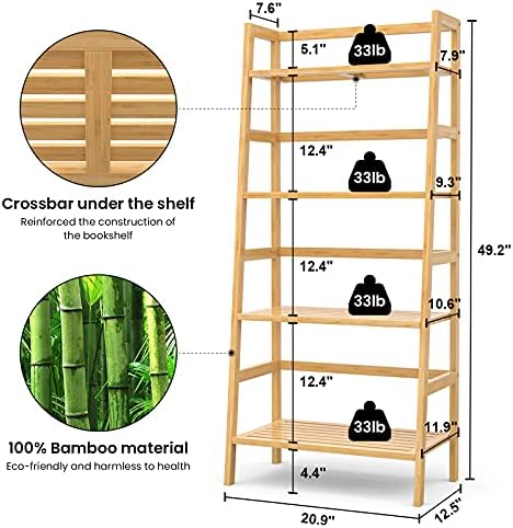 Homykic Bamboo Ladder Shelf and Closet System Bundle, Natural - Image 3