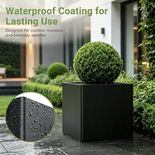 26" x 26" x 26" Large Square Metal Tree Planter Box,Black Iron Cube Planter - Image 4