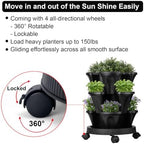 GameXcel Vertical Planter Tower - 3 Tier Stackable Garden Planters with Wheels and Garden Tool Set Plant Pots for Strawberry Herb Flower and Vegetable Indoor Outdoor Use Black - Image 4