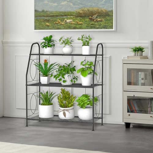 VyGrow Plant Stand, 3 Tier Plant Shelf for Indoor Outdoor, Heavy Duty Metal Outdoor Plant Stand Holder Rack for Living Room Balcony and Garden, Iron Wire, Black - Image 2