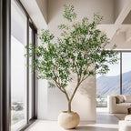 10FT Artificial Olive Tree with Realistic Leaves & Natural Trunk, Faux Silk Olive Plant in White Planter, Tall Fake Tree for Modern Home Office Living Room Entryway Corner Decor, Maintenance Free - Image 3