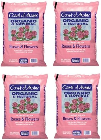 Coast of Maine Roses and Flowers, 20qt (Pack of 4) Organic and Natural Planting Soil for Roses, Annual and Perennial Flowers by CoastofMaine