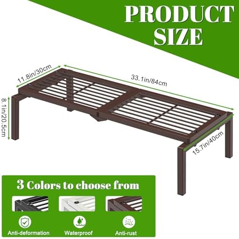 1 Tier Metal Plant Stand Indoor Outdoor, Potted Multiple Flower Pot Holder Rack Plant Shelf, Heavy Duty Planter Display Shelving for Patio Balcony Garden Living Room Decorative (Brown) - Image 3
