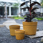 9 Inch Handmade Ceramic Planters Set of 3, 15/12/9 Inch, Antique Yellow - Image 2
