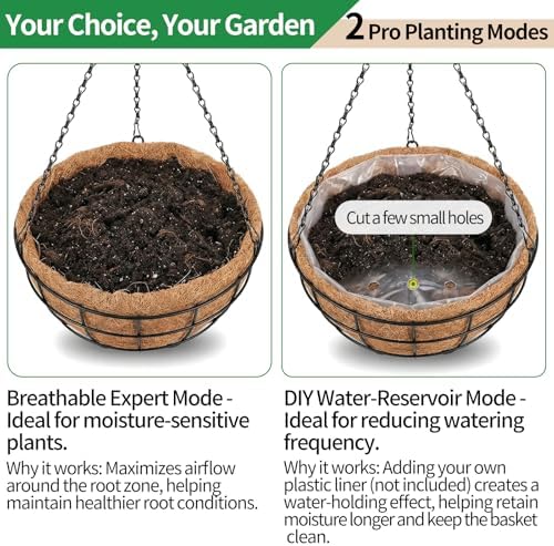16 Inch Hanging Planters for Outdoor Plants, 2 Pack Large Hanging Baskets - Image 5