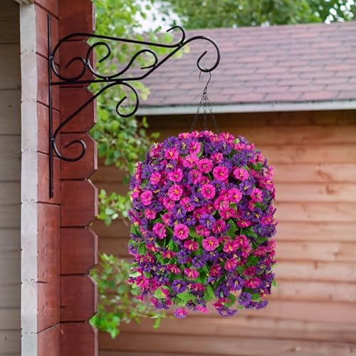 Ammyoo Artificial Fake Hanging Flowers Basket for Spring Summer Decor - Image 2