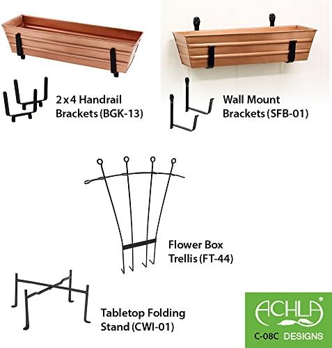 Achla Designs Copper PlatedWindow Flower Box Planter-Small (22" L x 6" W x 5" H) - Image 6