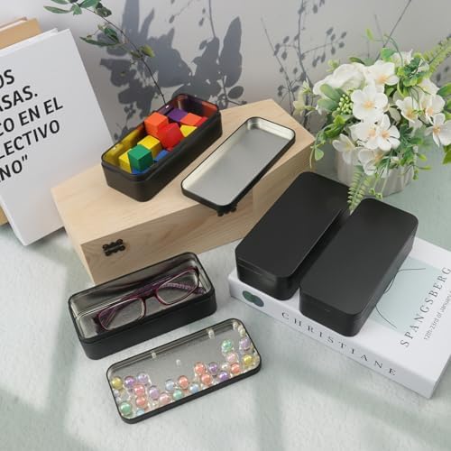 18 PCS 6 inches Rectangular Metal Tin Box, 6 x 2.8 x 1.6 Inch Rectangular Tin Boxes with Lids, Rectangle Tin Cases for Office Supplies, School, DIY Crafts & Home Organization(Black) - Image 5
