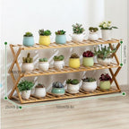 Plant Stand, Bamboo Flower Pot Display Rack Modern Flower Shelf Living Room Floor-Standing Multi-Layer Foldable Indoor Balcony Succulents Ladder Shelf,A-100 * 25 * 57cm - Image 2