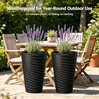 Kante 2-Pack All-Weather 15" H Round Tapered Black Plastic Planters - Image 5