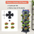 GameXcel Vertical Planter Tower - 6 Tier Stackable Garden Planters with Wheels and Garden Tool Set Plant Pots for Strawberry Herb Flower and Vegetable Indoor Outdoor Use Dark Gray - Image 7