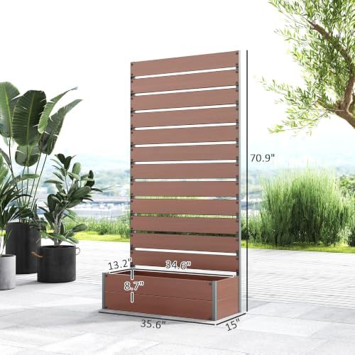 Outsunny Raised Garden Bed with Trellis, 35.75" x 15" x 70.75", Light Brown - Image 7