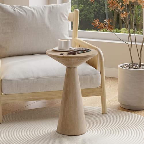 COZAYH Small Pedestal End Table Farmhouse Martini Table, Distressed Grey - Image 6