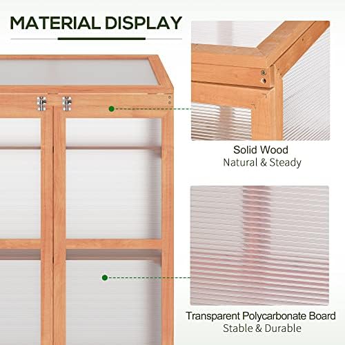 Wooden Cold Frame Small Mini Greenhouse Cabinet for Outdoor and Indoor, 30" L x 24" W x 44" H, Natural - Image 3