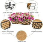 6 Pack 24 Inch Window Boxes Planters Railing Planter Box with Adjustable Brackets for Porch Fence Patio Balcony Hanging Flower Baskets with Coco Liners for Outdoor Garden Decor - Black - Image 3