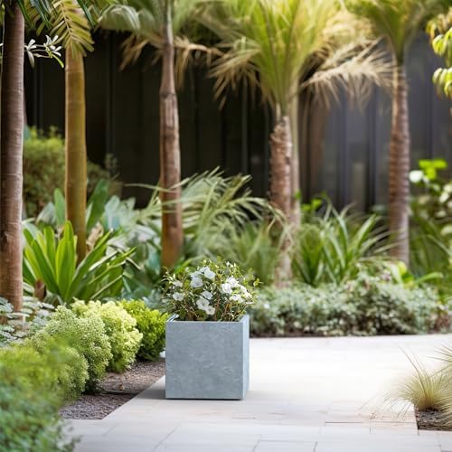 Kante 12" Square Concrete Planter, Blue Gray Modern Pot, Indoor Outdoor - Image 4