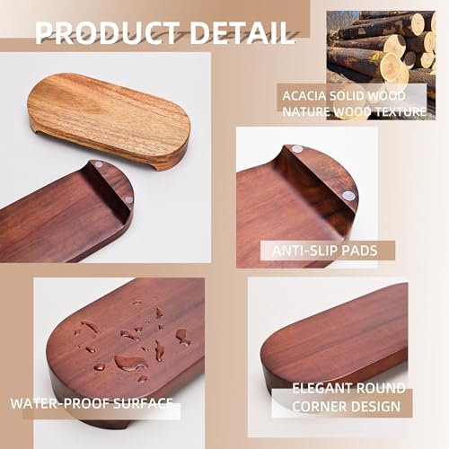 Acacia Wood Risers for Decor Display, Bathroom Counter Decorative Tray, Soap Dish Risers, Pedestal Stand for Bottles,Candle,Plant, Counter Decor for Vanity. (Nature L) - Image 6