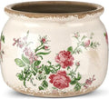 7.7" Large Ceramic Plant Pot Beige Red Romantic Rose Crackle Glaze Rustic Flowers Pot Decorative Planter with Drainage for Indoor Outdoor Plants Home Kitchen Office Decor Gift by Unknown