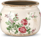 7.7" Large Ceramic Plant Pot Beige Red Romantic Rose Crackle Glaze Rustic Flowers Pot Decorative Planter with Drainage for Indoor Outdoor Plants Home Kitchen Office Decor Gift by Unknown