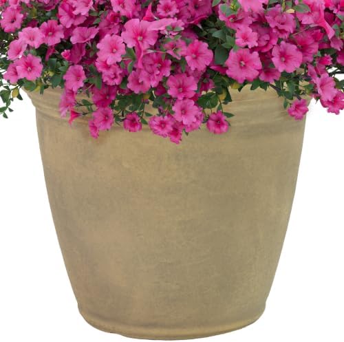 Sunnydaze Anjelica 15.25'' Large Plastic Planter Pot for Plants, Beige by SunnydazeDecor