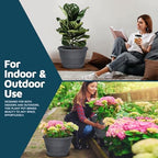 10-Inch Whiskey Barrel Planters Outdoor Pack of 25 - Durable Plastic Plant Pots for Indoor & Outdoor Use with Drainage & Saucer, Lightweight Rustic Barrel Planters for Flowers, Herbs & Small Plants - Image 3