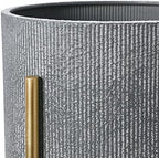 Main + Mesa Modern Boho Embossed Metal Planters with Stands, Charcoal Grey and Gold, Set of 2 Sizes - Image 6