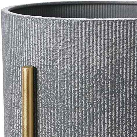 Main + Mesa Modern Boho Embossed Metal Planters with Stands, Charcoal Grey and Gold, Set of 2 Sizes - Image 6