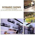 Ceiling-Type Shelf Retro Ceiling Hanging Flower Stand Plant Rack - 60cm-150cm Black Metal Iron Wine Holder Kitchen Pot Pan Rack, Restaurant Balcony Living Room Decor Display Shelves for Bar - Image 3