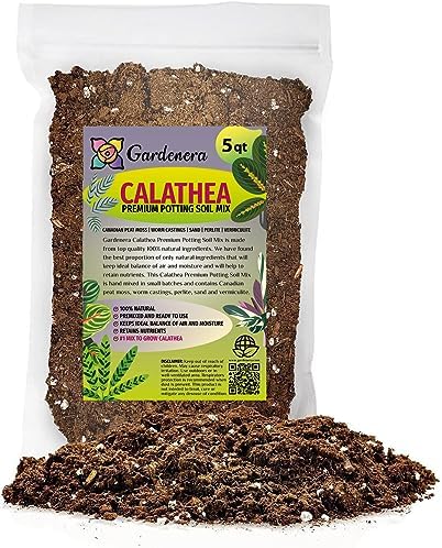 Organic Calathea Plant Soil Mix by Gardenera - Cultivate Leaf Pattern Excellence with Natural and Nutrient-Rich Formula - 5 Quart by Gardenera