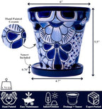 Talavera Planter - Mexican Ceramic Pot with Drainage (White & Blue-Medium) - Image 2