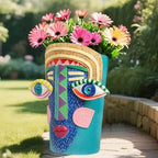 Picasso Abstract Face Planter Pots Colorful Funky Flower Pots Unique Head Planter with Drainage Handcrafted Resin Vases for Indoor ＆ Outdoor Plants Home Decor - Image 3