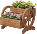 Wooden Wagon Planters for Outdoor Plants, Flower Cart, Wood Planter Boxes Outdoor, Backyard Decor, Flower Planters Outdoor with Wheels Planter for Flowers Vegetables (Brown) by FILWH