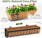 VOXOR Railing Planter Boxes, 30 Inch Window Boxes Planters, Balcony Planters with Adjustable Brackets & Coco Liner for Outdoor Fence, Deck, Porch, and Patio Gardening, 2 Pack - Image 2